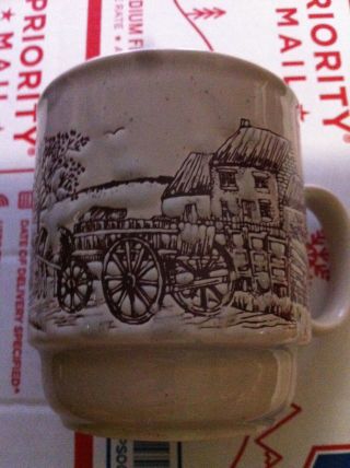 Rare - Vintage Farm Life Scene Porcelain mug - Kiln Craft - Staffordshire,  England 2