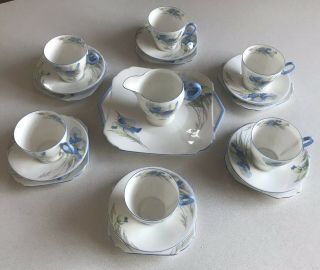 Extremely Rare Shelley (20 Piece Tea Set) With Blue Poppy Pattern