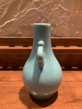 Catalina Island Pottery Handled Deco Vase 612 Rare Turquoise Color 3