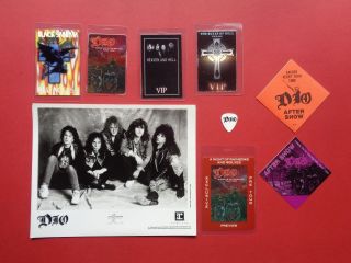 Dio,  8x10 " B/w Promo Photo,  7 Rare Backstage Pass Originals,  Guitar Pick