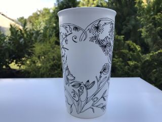 Starbucks Rare Garden Flower Ceramic Lid Travel Tumbler Coffee Mug Cup 2014 12oz