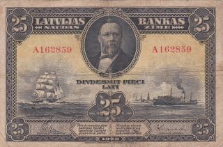25 Lati Fine Banknote From Latvia 1928 Pick - 18 Rare