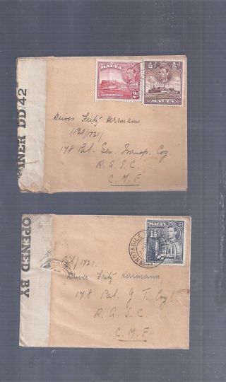 Israel Judaica 1944 Ww2 Rare 2 Letters From Malta To Jewish Brigade