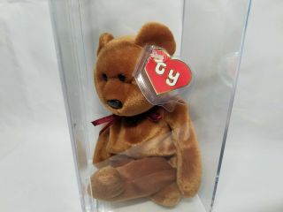 Authenticated Ty Beanie Baby Rare Brown Face Nf Teddy 2nd/1st Gen Mwnmt