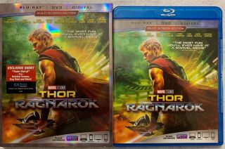 Disney Marvel Thor Ragnarok Blu Ray Dvd 2 Disc Set,  Rare Oop Slipcover Sleeve