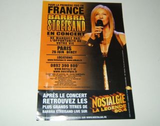 Barbra Streisand Rare 2007 Paris Concert Handbill