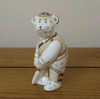 Rare Royal Crown Derby - Miniature Cricketer Bear Figure - C.  2004 -.