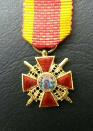 Imperial Russia,  Order Of St.  Anne With Swords,  Rare Miniature Medal In Gold