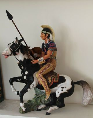 Very Very Rare Royal Doulton Large Figure Indian Brave On Horseback Hn2376