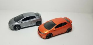 Set Of 2 Matchbox ☆ Honda Civic Type R - Jdm Die - Cast Cars Silver & Rare Orange