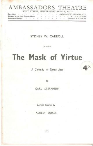 Vivien Leigh The Mask Of Virtue Rare Programme For First West End Role 1935