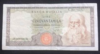 1970 Italy Rare 50000 Lire Leonardo (p 99b) - Vf,  -