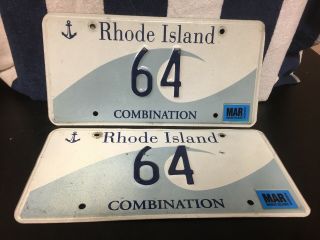 Rare Low Number Rhode Island License Plate Pair 64 Combination