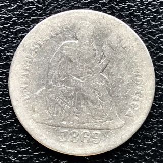 1869 Seated Liberty Dime 5c Circulated Rare Date 17264