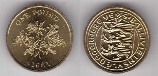 Guernsey - Rare 1 Pound Unc Coin 1981 Year Km 37