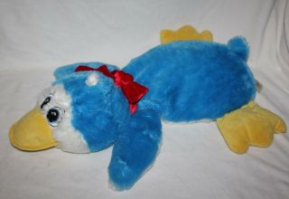 Rare Adorable 30 " Dan Dee Blue Penguin Plush Pillow Cuddle Plush Lying Down Htf
