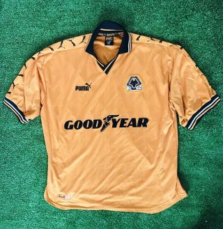 Rare Wolverhampton Wanderers Wolves ⚽️1998/00 Puma Home Shirt Size Xl Mens
