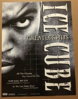 Ice Cube Rare 2001 Promo Poster For Greatest Hits Cd 18x24 Never Displayed Usa