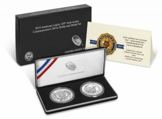 2019 American Legion Proof Silver Dollar & Medal Set At.  Rare