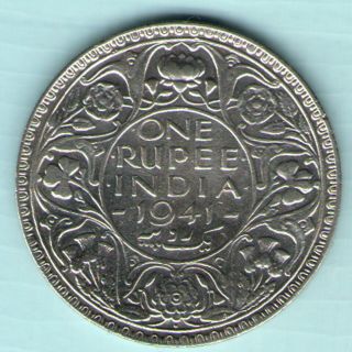 British India - 1941 - George Vi One Rupee Silver Coin Ex - Rare Coin