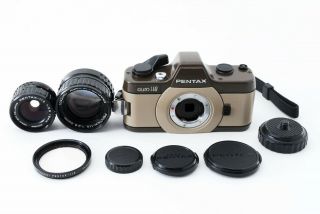 [near Mint] Rare Pentax Auto110 Maroon Slr W/ 50mm,  18mm Lens Set From Japan