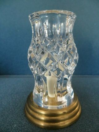 Rare Waterford Crystal 3 - 1/4 " Hurricane Candle Holder W/ Brass Base Dollhouse