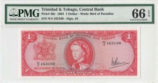 1964 British Colony Trinidad & Tobago Qeii $1 Rare ( (pmg 66 Epq))