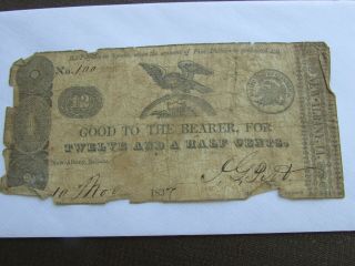 Rare 1837 Albany Indiana 12 1/2 Cents Obsolete Bank Note Currency 2