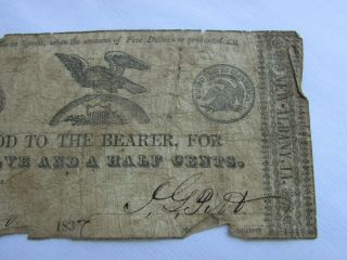 Rare 1837 Albany Indiana 12 1/2 Cents Obsolete Bank Note Currency 4