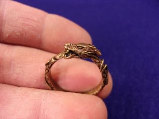 Rare Older Vtg? Mens Copper Plated Brass Ring - Asian Dragon Motif,  Us Size 11.  5