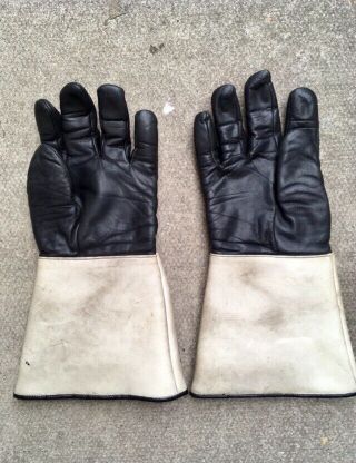 Rare Vintage Leather Motorcycle Gloves Gauntlets Fur Lined Large Size 2