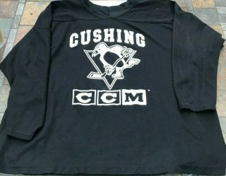 Rare Ccm Cushing Academy Player Worn Black Hockey Practice Jersey 2xl