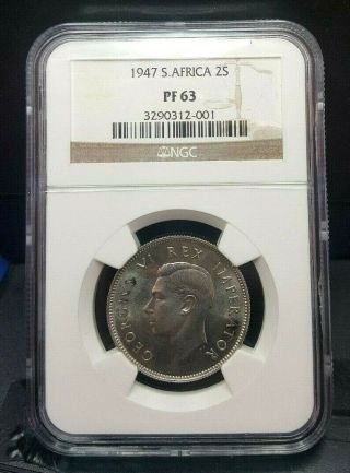 1947 South Africa Proof 2 Shilling 2s Ngc Pf63 Silver Rare Florin 2,  600 Minted
