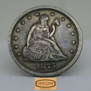 1875 - S Liberty Seated Silver 20 Cents Piece,  Twenty Cent Rare - B16340