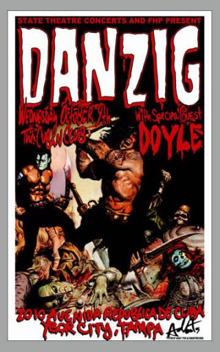 Misfits Rare Danzig & Doyle Concert Gig Poster Signed D Punk Fla Conan Metal
