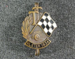Rare 1934 Ulster Tt Bronze Pin Badge Made By The Birmingham Medal Co.