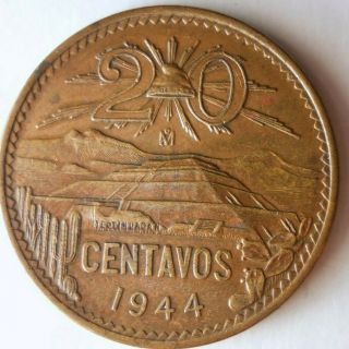 1944 Mexico 20 Centavos - Au - Rare Key Date - Awesome Coin - Mexico Bin B