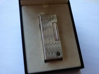 Dunhill Rollagas ' d ' Mark Lighter Silver Plated Rare Design - Boxed 8