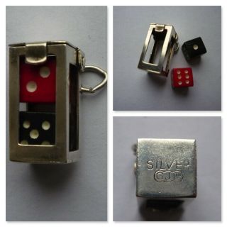 Georg Jensen Rare Vintage Silver Opening Double Dice Charm Or Pendant