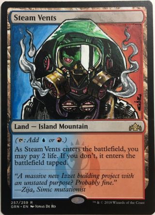 Magic Mtg Altered Art Steam Vents Guilds Of Ravnica Rare Hand Painted By Jr