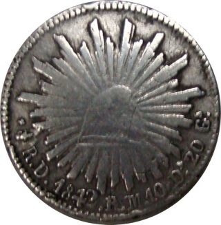 1842 Mexico Durango 1/2 Real D R.  M.  - Error 8 Over 1/2 - Very Rare Silver Coin