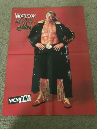 Vintage Wcw Ultimate Warrior 2 - Sided Poster Goldberg 1990s Wwf Wwe Rare