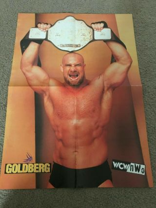 Vintage WCW ULTIMATE WARRIOR 2 - SIDED Poster GOLDBERG 1990s WWF WWE RARE 2