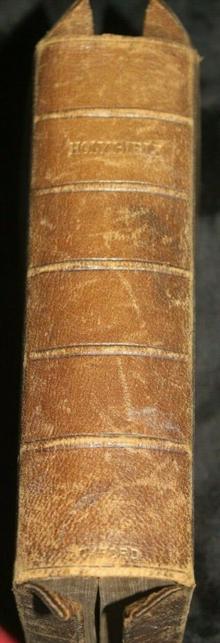 Rare Antique Holy Bible Leather Bound With Leather Flaps Old And Testament.