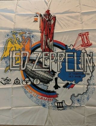 Vintage Rock Led Zeppelin Banner Cloth Flag Rock Rare 45 " X 46 " Album Cover Art