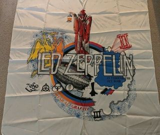 VINTAGE rock Led Zeppelin Banner Cloth Flag Rock rare 45 