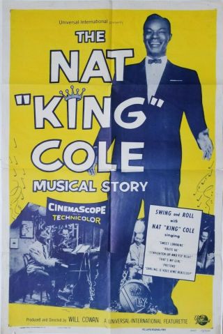 Rare 1955 The Nat King Cole Musical Story Movie Poster Us One Sheet Universal