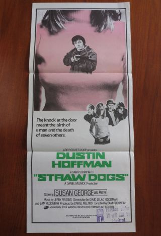 Straw Dogs (1972) Rare Australian Daybill Movie Poster Sam Peckinpah