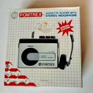 Pomtrex Vintage 1980s Portable Cassette Player Walkman Red Near Very Rare