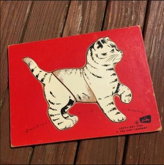 Rare 1966 Cat Vintage Wooden Tray Puzzle By The Judy Company